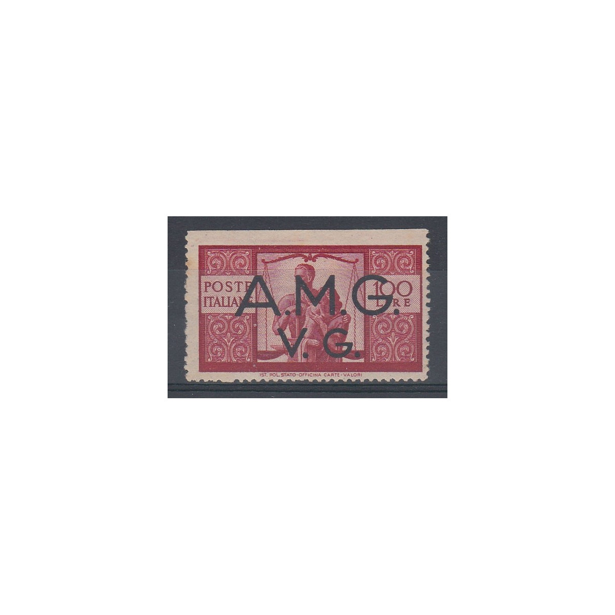 VENEZIA GIULIA 1945-47 100L DEMOCRATICA NON DENT IN ALTO 21i G.O* T... VENEZIA GIULIA 1945-47 100L DEMOCRATICA NON DENT IN ALTO 21i G.O* T...