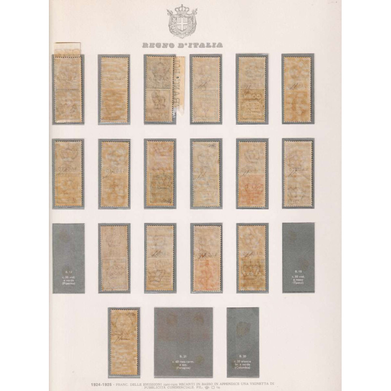 REGNO D'ITALIA 1924-25 PUBBLICITARI SOPRASTAMPATI SAGGIO 17 V. G.I ...