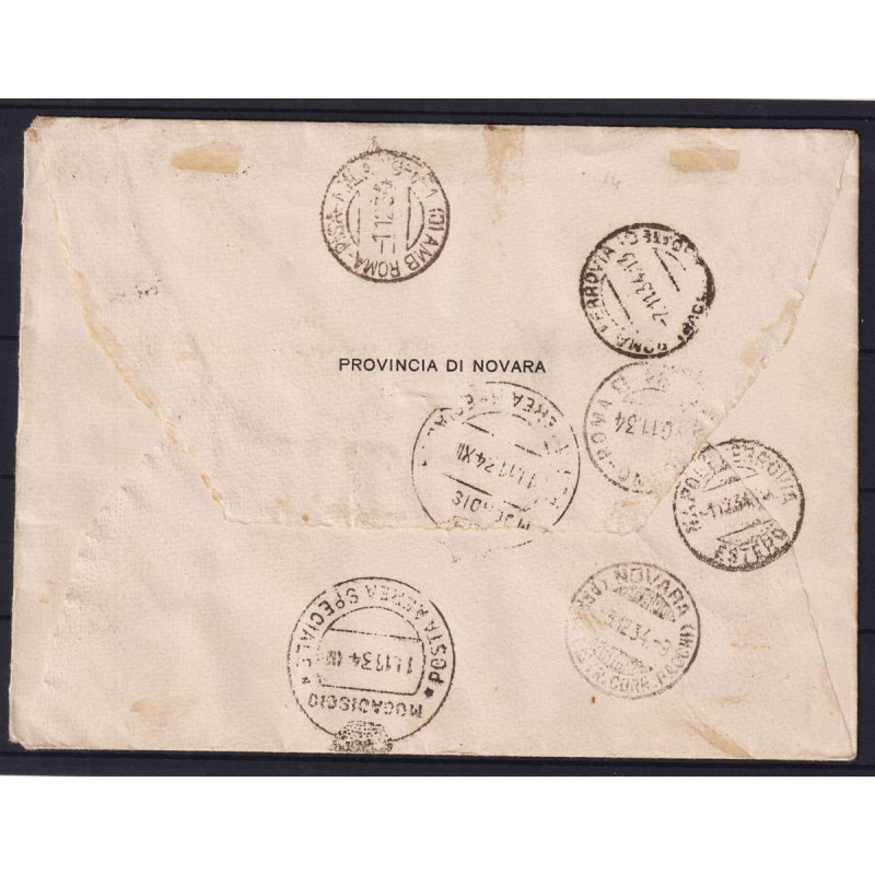 REGNO D'ITALIA 1934 P/A VOLO ROMA MOGADISCIO 6 V. USATI SU BUSTA CE...