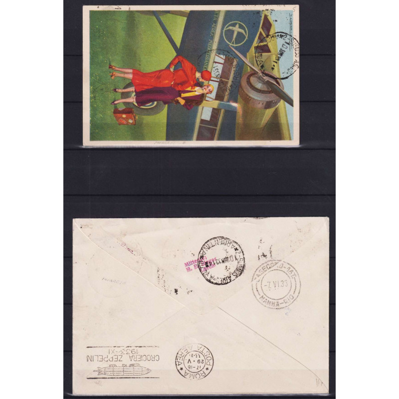 REGNO D'ITALIA 1933 P/A CROCIERA ZEPPELIN 6 V. USATI SU BUSTE CERTI...