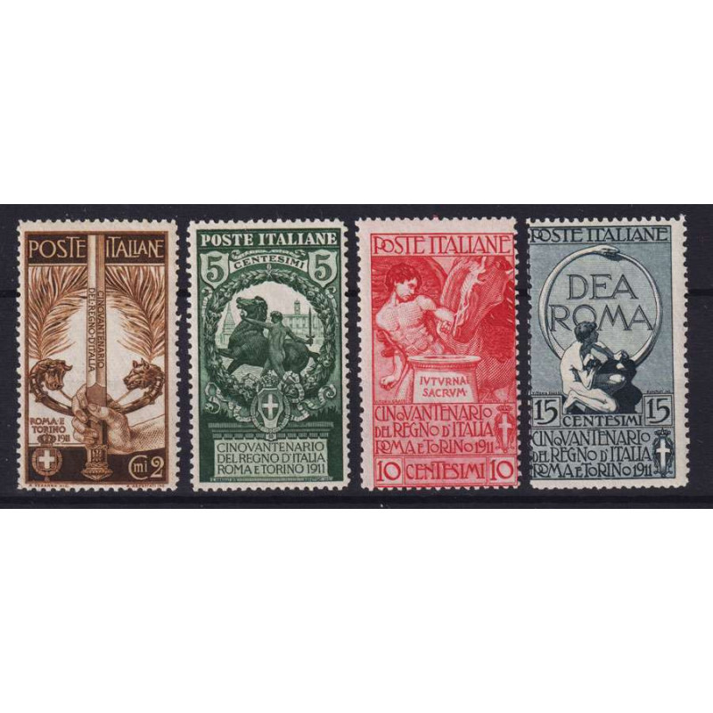 REGNO D'ITALIA 1911 CINQUANTENARIO UNITA' D'ITALIA 4 V. G.I MNH**  ...