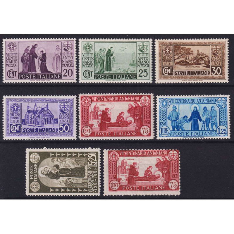 REGNO D'ITALIA 1931 MORTE S. ANTONIO + 75 C. DENT.12 8 VALORI G.I M...