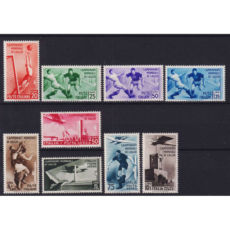 REGNO D'ITALIA 1934 CAMPIONATI MONDIALI DI CALCIO 9 VALORI G.I MNH*...