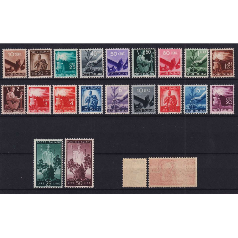 REPUBBLICA 1945-48 DEMOCRATICA 23 VALORI G.I MNH** CERT.  | Filatel...