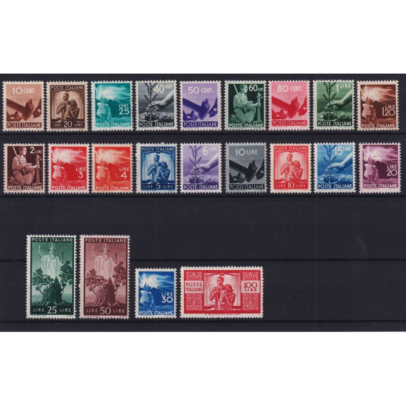 REPUBBLICA 1945-48 DEMOCRATICA 23 VALORI G.I MNH** CERT.  | Filatel...