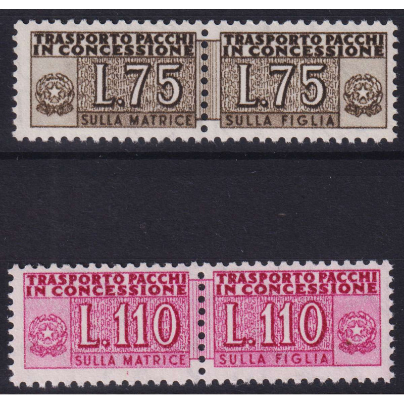 REPUBBLICA 1955-81 PACCHI IN CONCESSIONE STELLE 75 C. E 110 LIRE G....