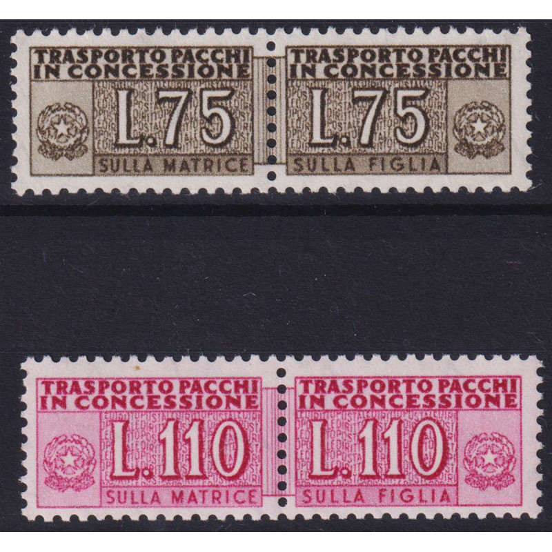 REPUBBLICA 1955-81 PACCHI IN CONCESSIONE STELLE 75 C. E 110 LIRE G....