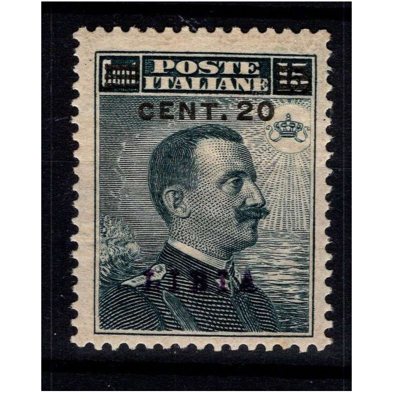 COLONIE LIBIA 1916 20 CENT. SU 15 CENT. N.17 G.O MH*  | Filatelia M...