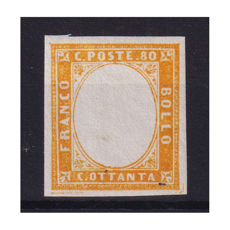 SARDEGNA 1855/63 80 C. VARIETA' SENZA EFFIGIE G.I MNH** CERT.  | Fi...