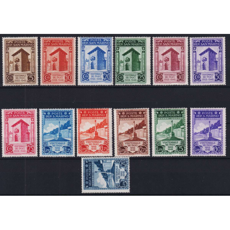 SAN MARINO 1943 VENTENNALE FASCI SAMMARINESI 13 V. G.I MNH**  | Fil...
