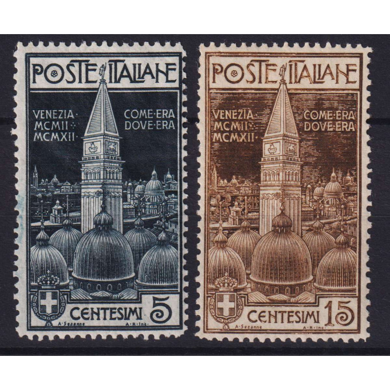 REGNO D' ITALIA 1912 CAMPANILE SAN MARCO 2 V. G.I MNH** 15 C. CENTR...