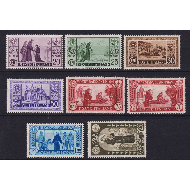 REGNO D' ITALIA 1931 MORTE S. ANTONIO 8 VALORI G.I MNH** BEN CENTRA...