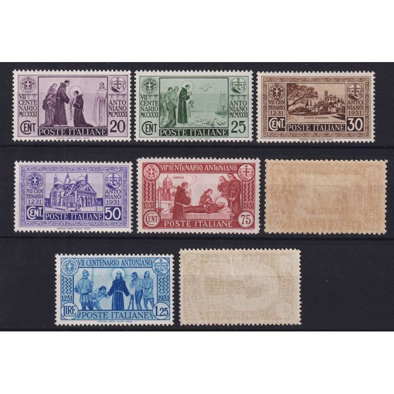 REGNO D' ITALIA 1931 MORTE S. ANTONIO 8 VALORI G.I MNH** BEN CENTRA...