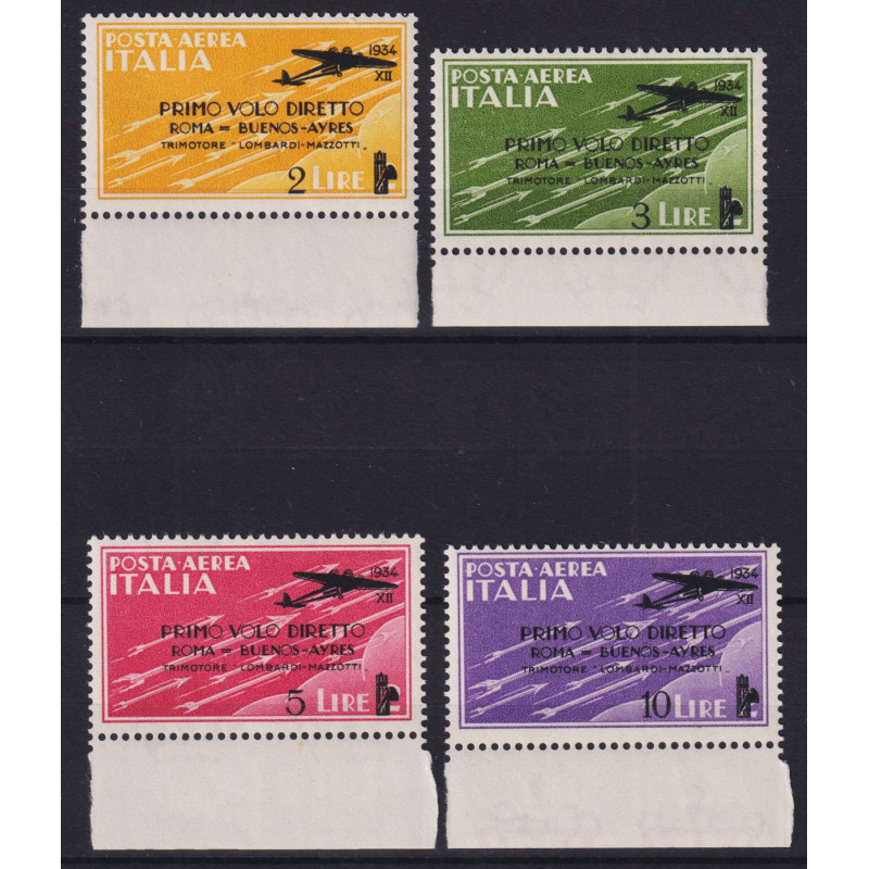 REGNO D' ITALIA 1934 P/A VOLO ROMA BUENOS AIRES 4 V. G.I MNH** B.F ...