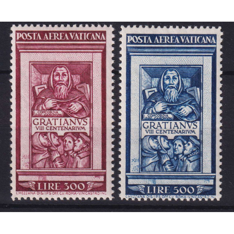 VATICANO 1951 POSTA AEREA GRAZIANO 2 V. G.I MNH** BEN CENTRATI  | F...