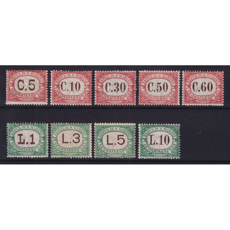 SAN MARINO SEGNATASSE TUTTE LE SERIE COMPLETE G.I MNH** / G.O MH*  ...