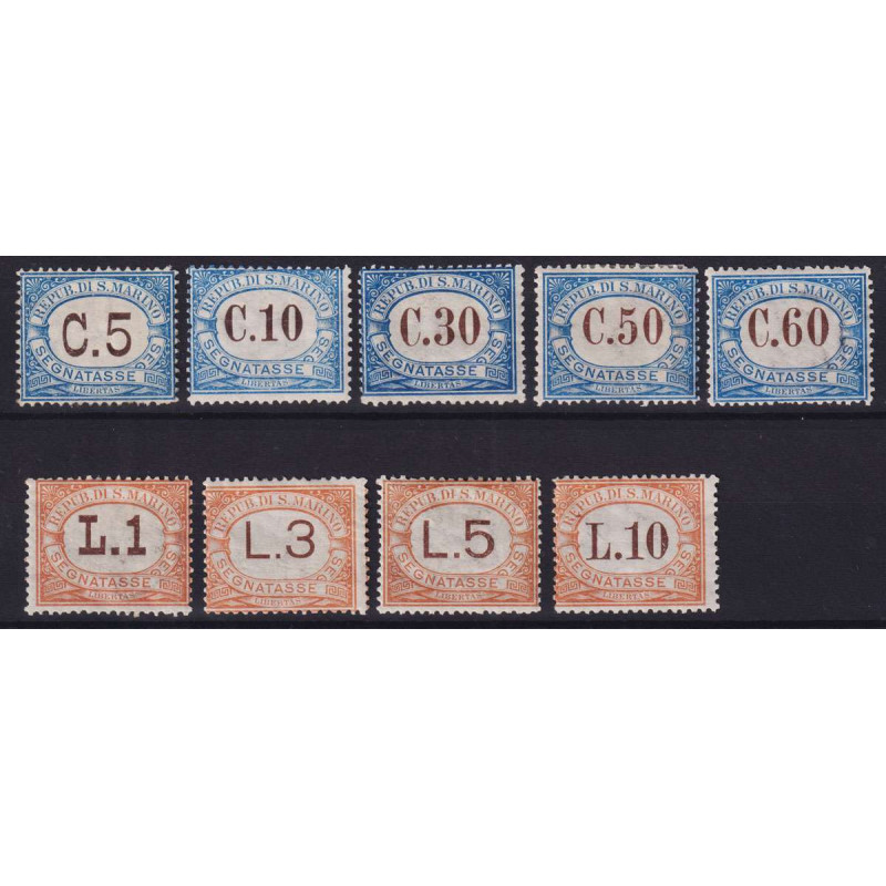 SAN MARINO SEGNATASSE TUTTE LE SERIE COMPLETE G.I MNH** / G.O MH*  ...