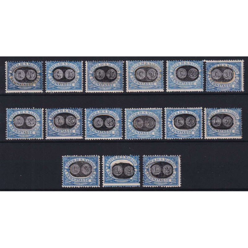 SAN MARINO SEGNATASSE TUTTE LE SERIE COMPLETE G.I MNH** / G.O MH*  ...