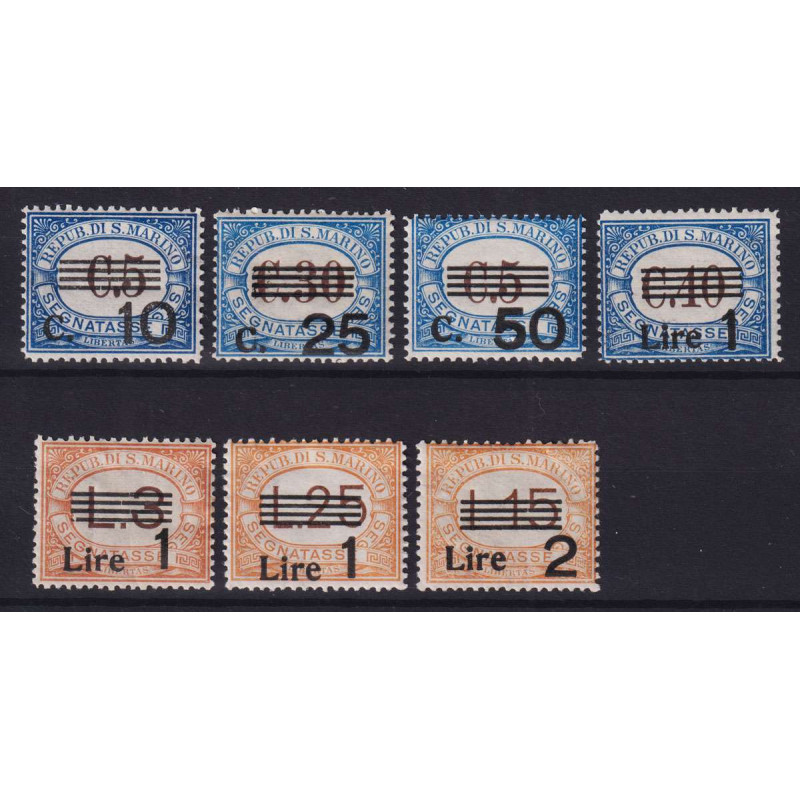 SAN MARINO SEGNATASSE TUTTE LE SERIE COMPLETE G.I MNH** / G.O MH*  ...