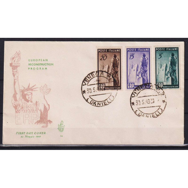 REPUBBLICA 1949 E.R.P. 3 V. USATI SU BUSTA FDC VENEZIA  | Filatelia...