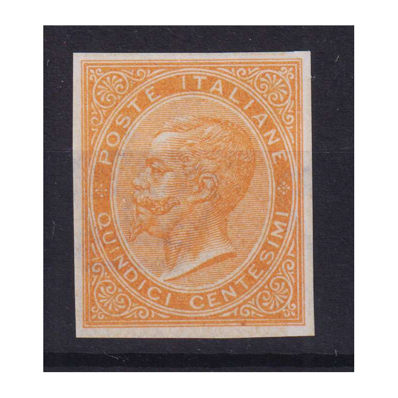 REGNO 1863 15 CENT. GIALLO ARANCIO PROVA DI COLORE G.I MNH** CERT. ...