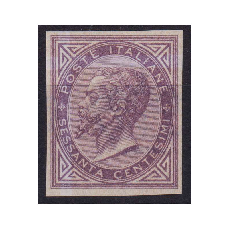 REGNO 1863 60 CENT. PORPORA SCURO PROVA DI COLORE G.I MNH** CERT. B...