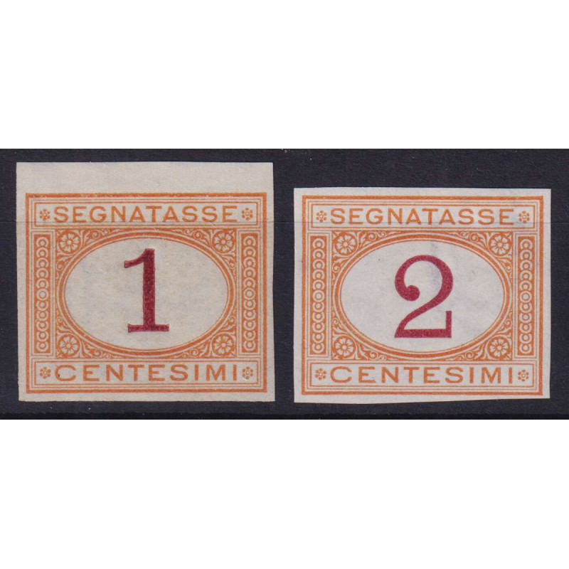 REGNO 1870 – 1874 SEGNATASSE 1 CENT. E 2 CENT. PROVE D'ARCHIVIO N.P...