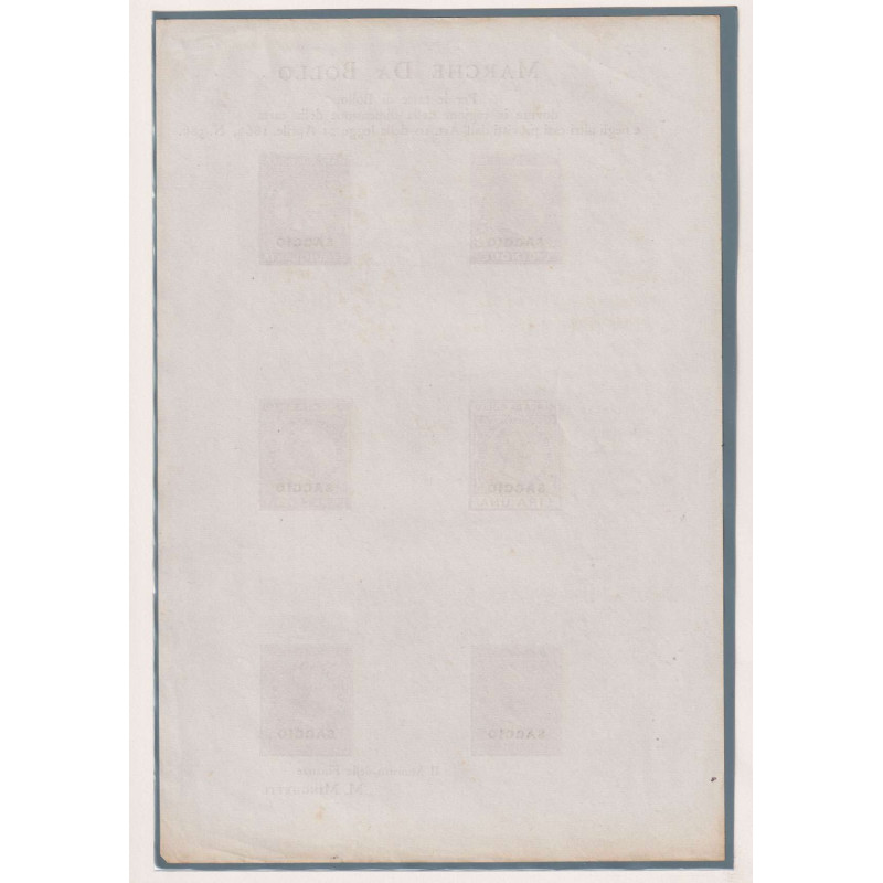 REGNO 1862 MARCHE DA BOLLO TASSE 6 V. SU FOGLIO DECRETO  | Filateli...