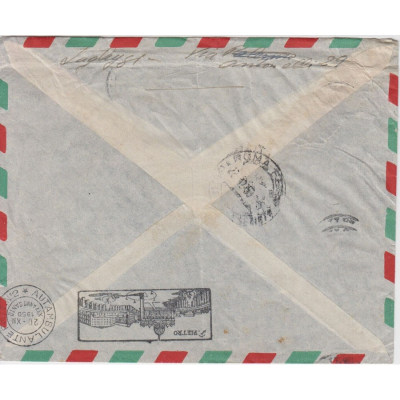 1950 BELLA BUSTA CON QUARTINA +1 100 LIRE LAVORO RUOTA + 20L. PIEGA...