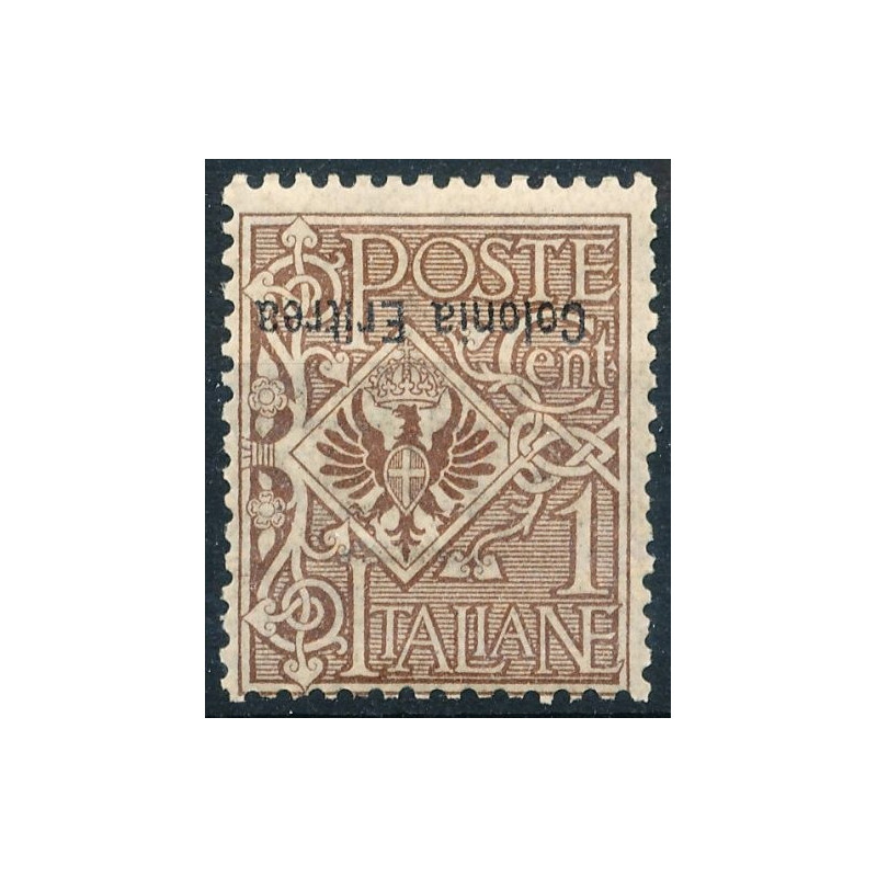 1903 ERITREA 1 c. BRUNO SOPRASTAMPA CAPOVOLTA n.19c G.O. MH*  | Fil...