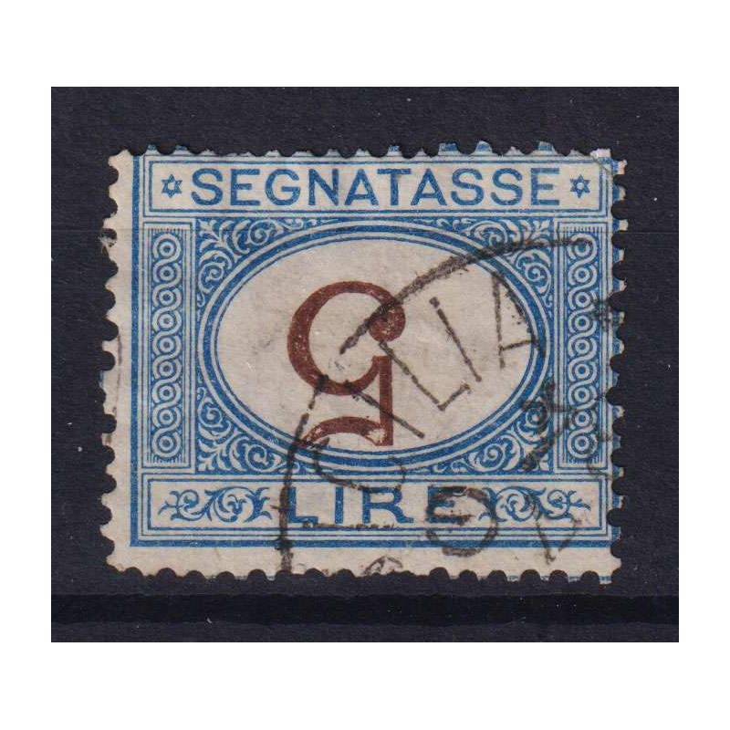REGNO 1870 – 1874 SEGNATASSE 5 LIRE VARIETA' CAPOVOLTA US. CERT.  |...