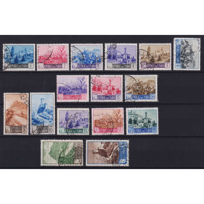 SAN MARINO 1949 PAESAGGI 16 V. USATI  | Filatelia Meloni
