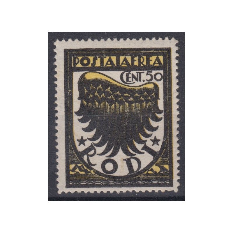 EGEO 1937 50 c. III TIR. FIL. CORICATA GOMMA GIALLASTRA (N.30/I) G....