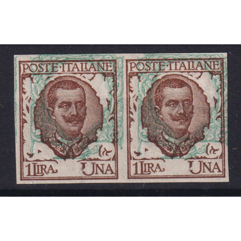 REGNO 1901 FLOREALE COPPIA 1 LIRA VARIETA' N.77o G.I MNH** CERT.  |...