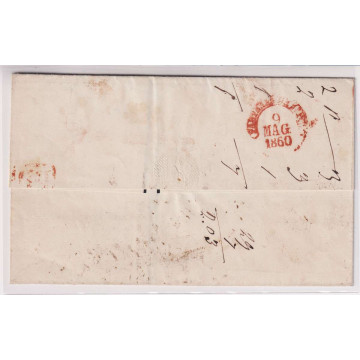 NAPOLI 1858 MISTA 2 + 5 + 10 GRANA N.7d,9a,11 USATI SU BUSTA PER MA...