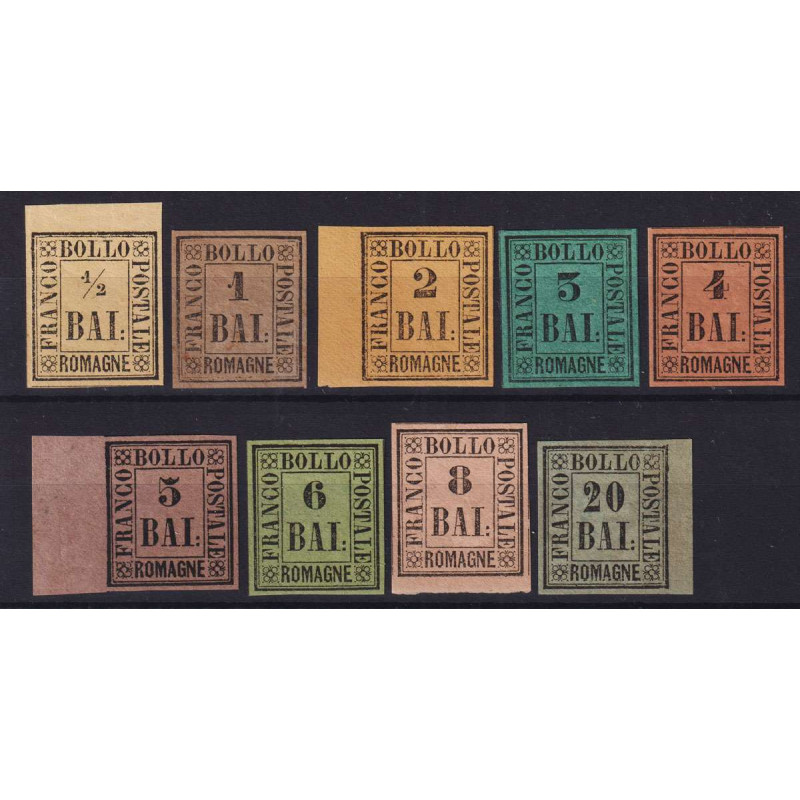 ROMAGNE 1859 SERIE COMPLETA 9 VALORI G.I MNH** CERT.  | Filatelia M...