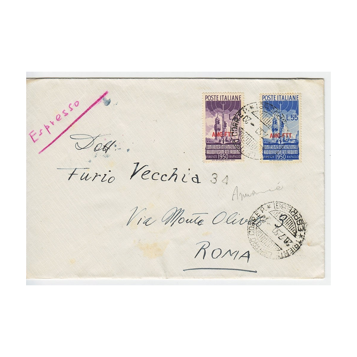 1950 TRIESTE "A" RADIODIFFUSIONE 2 V. S.12 SU BUSTA VIAGGIATA | Fi... 1950 TRIESTE "A" RADIODIFFUSIONE 2 V. S.12 SU BUSTA VIAGGIATA | Fi...