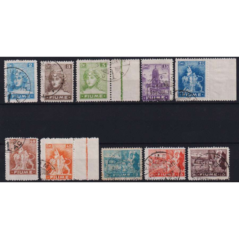 OCCUPAZIONI FIUME 1919 ALLEGORIE E VEDUTE CARTA B 10 V. USATI  | Fi...