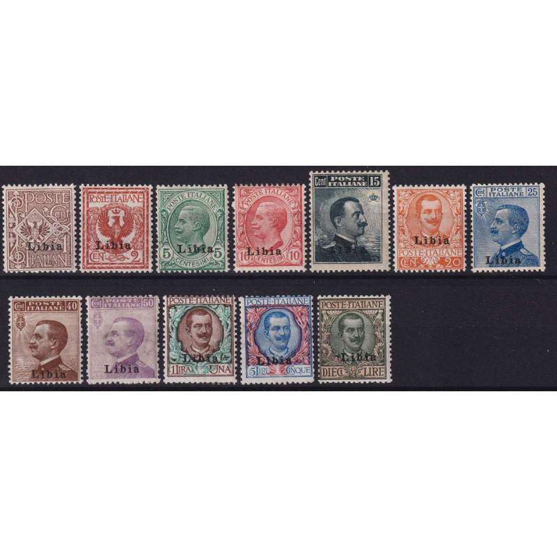 COLONIE LIBIA 1912-15 FRANCOBOLLI D'ITALIA SOPRASTAMPATI 12 V. G.I ...