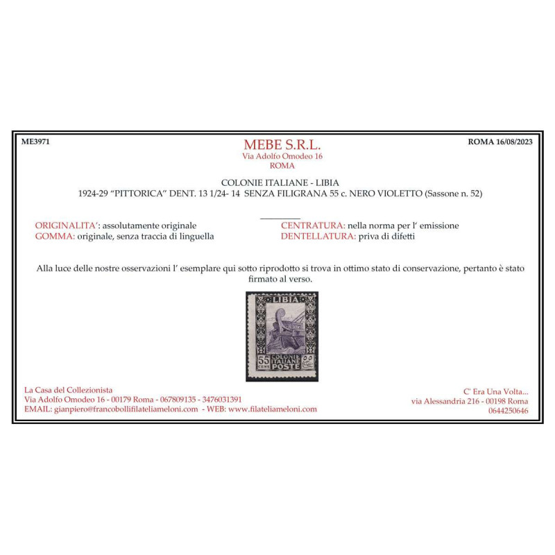 COLONIE LIBIA 1924-29 PITTORICA 10 VALORI G.I MNH** CERT.  | Filate...