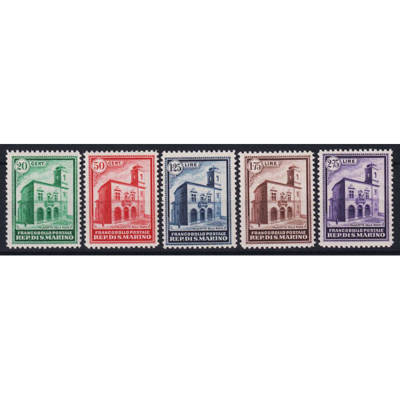 SAN MARINO 1932 INAUGURAZIONE PALAZZETTO DELLA POSTA 5 V. G.O MLH* ...