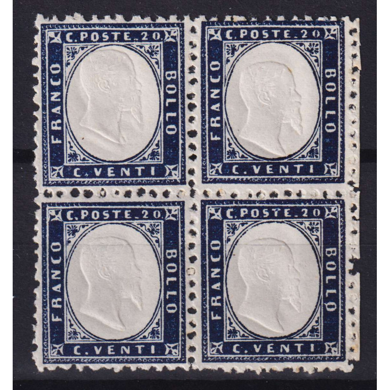 REGNO 1862 QUARTINA 20 CENTESIMI N.2 G.I MNH** CENTRATA  | Filateli...