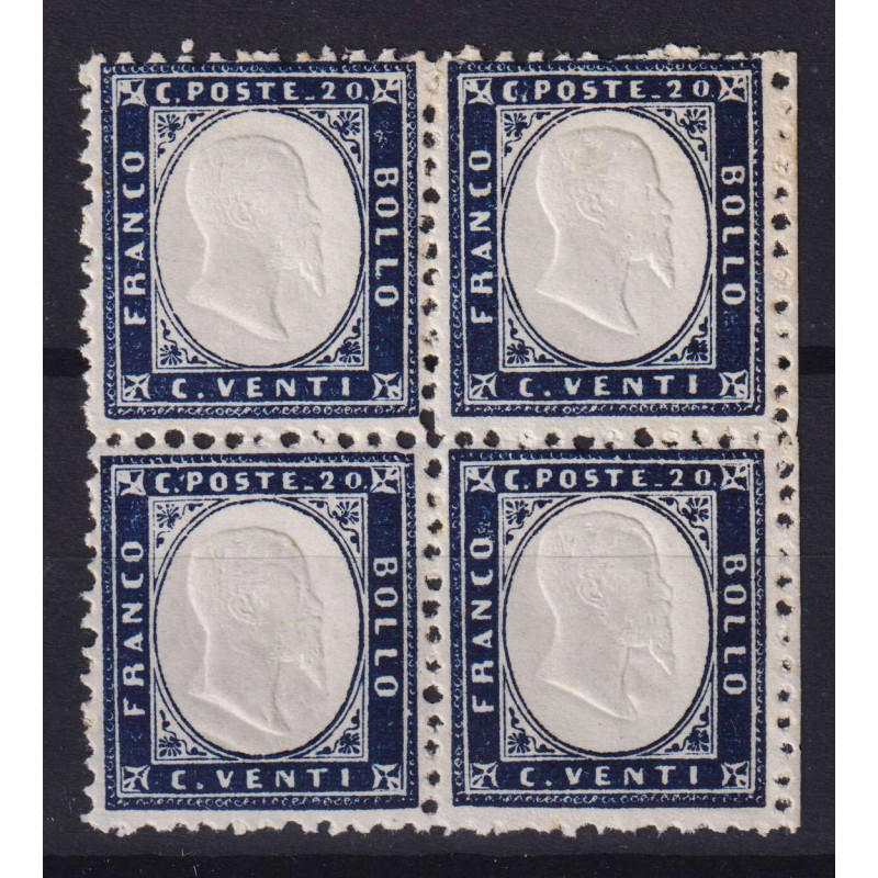 REGNO 1862 QUARTINA 20 CENTESIMI N.2 G.I MNH** CENTRATA  | Filateli...