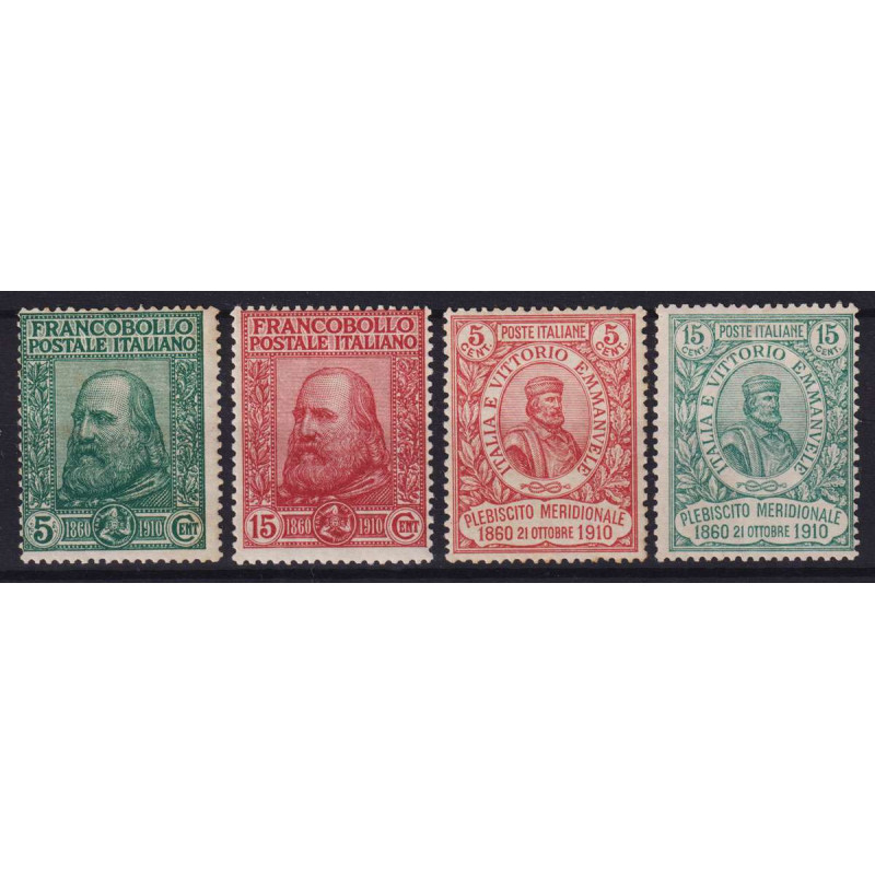 REGNO D' ITALIA 1910 GARIBALDI 4 V. G.I MNH** CERT.  | Filatelia Me...