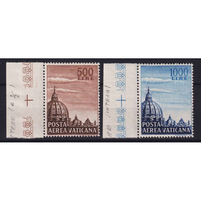 VATICANO 1958 CUPOLA BASILICHE 2 V. G.I MNH** BORDO FOGLIO  | Filat...