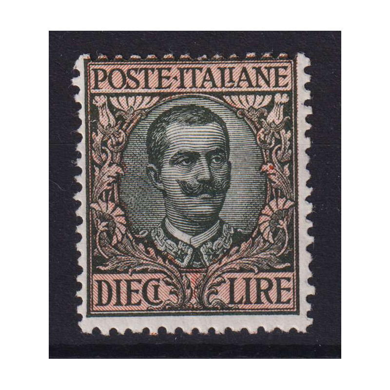 REGNO D' ITALIA 1910 FLOREALE SOPRASTAMPATA 10 LIRE G.I MNH**  | Fi...