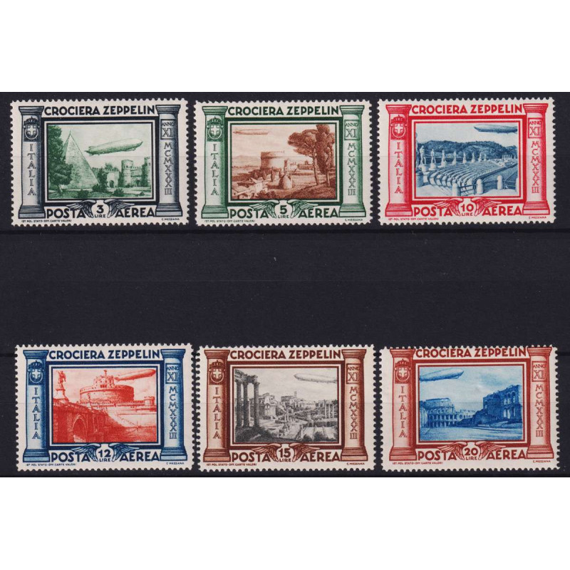 REGNO D' ITALIA 1933 P/A CROCIERA ZEPPELIN 6 V. G.I MNH**  | Filate...