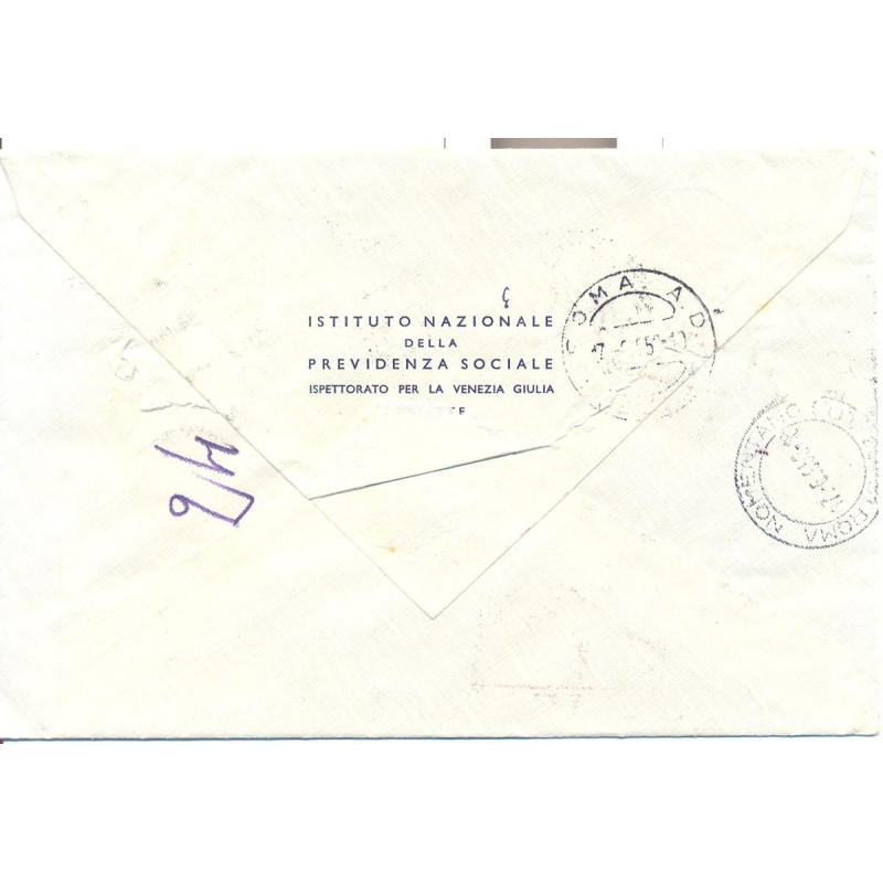 1952 TRIESTE "A" SERIE CENTENARIO MODENA S.27 + 25 L N.150 SU BUSTA...