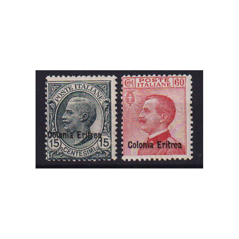 COLONIE ERITREA 1918-20 FRANCOBOLLI SOPR. 2 V. N.47-48 G.O MH*  | F...