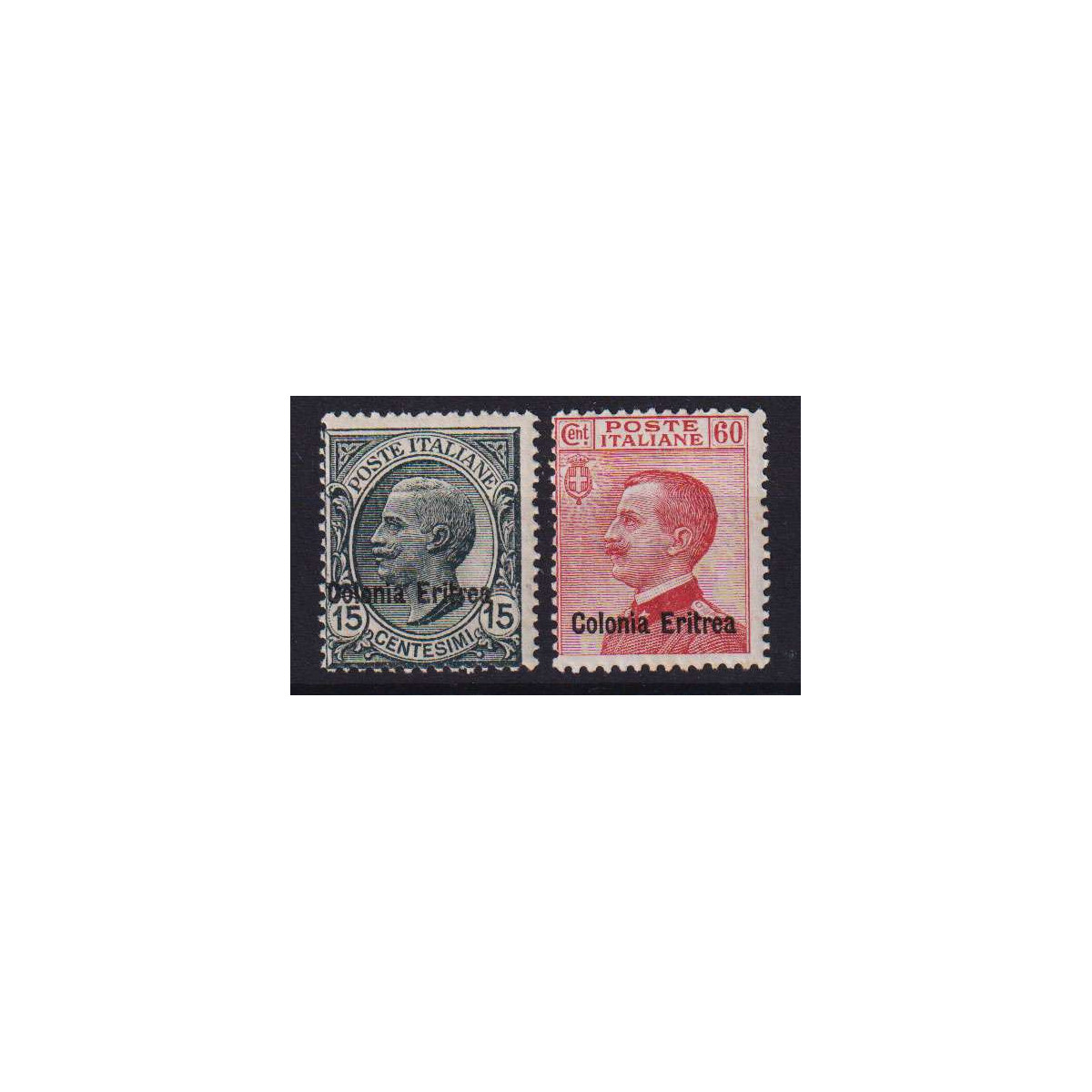 COLONIE ERITREA 1918-20 FRANCOBOLLI SOPR. 2 V. N.47-48 G.O MH* | F... COLONIE ERITREA 1918-20 FRANCOBOLLI SOPR. 2 V. N.47-48 G.O MH* | F...